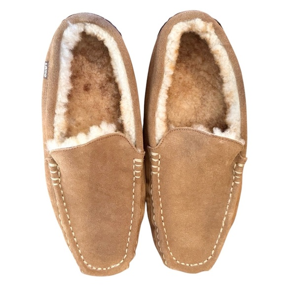 New Without Tag Lamo Slippers Genuine Leather Sheepskin Tan Dark Brown - Picture 1 of 7